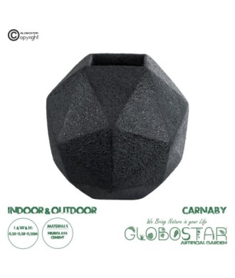 GloboStar® Artificial Garden CARNABY 20779 Επιδαπέδιο Πολυεστερικό Τσιμεντένιο Κασπώ Γλάστρα - Flower Pot Μαύρο Μ38 x Π38 x Υ38cm